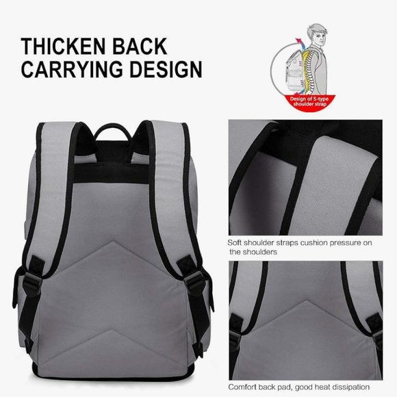 NWT Gray WindTook Laptop backpack for Women & Men,College Computer bag - Picture 10 of 12